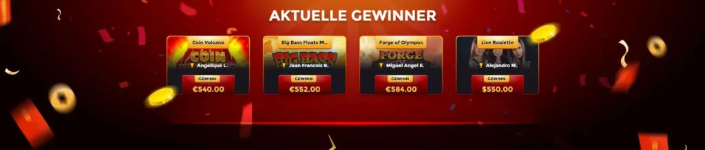 Ein Banner mit Spielen CASINO UNIQUE