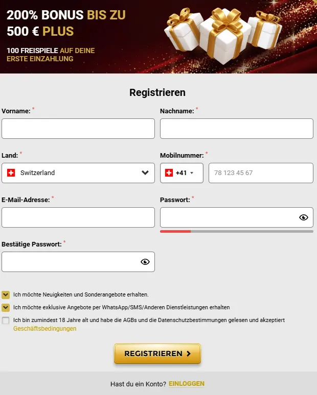 Registrierung CASINO UNIQUE